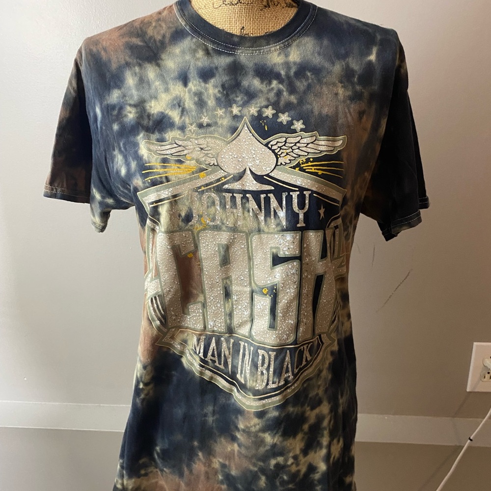 Johnny Cash man in black tie dye shirt